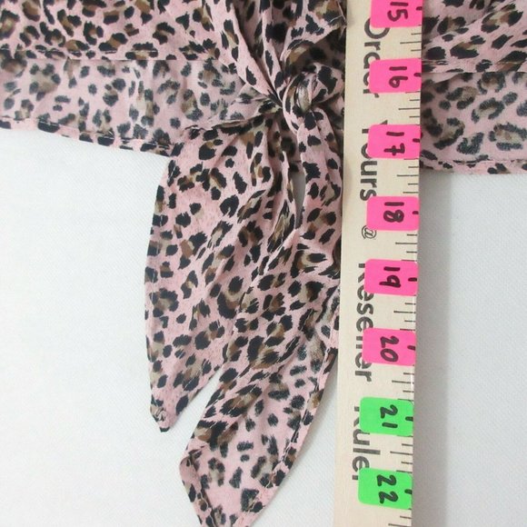 Free People Movement Top Small Off Shoulder Pink Cheetah Print Bell Sleeves $88 - Picture 4 of 9